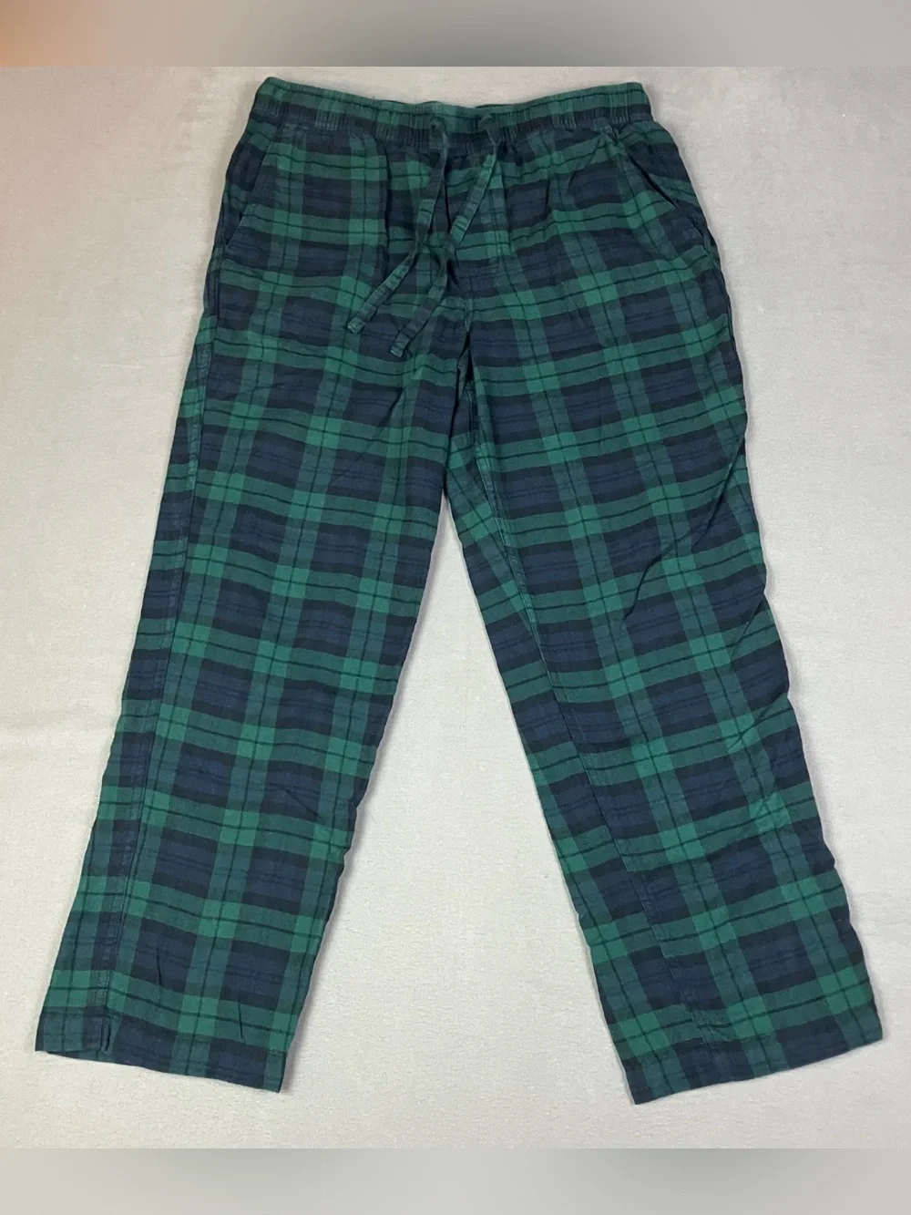 J. Crew Men’s Size M Pajama Pants Plaid Blue & Green Drawstring Button Fly. In g